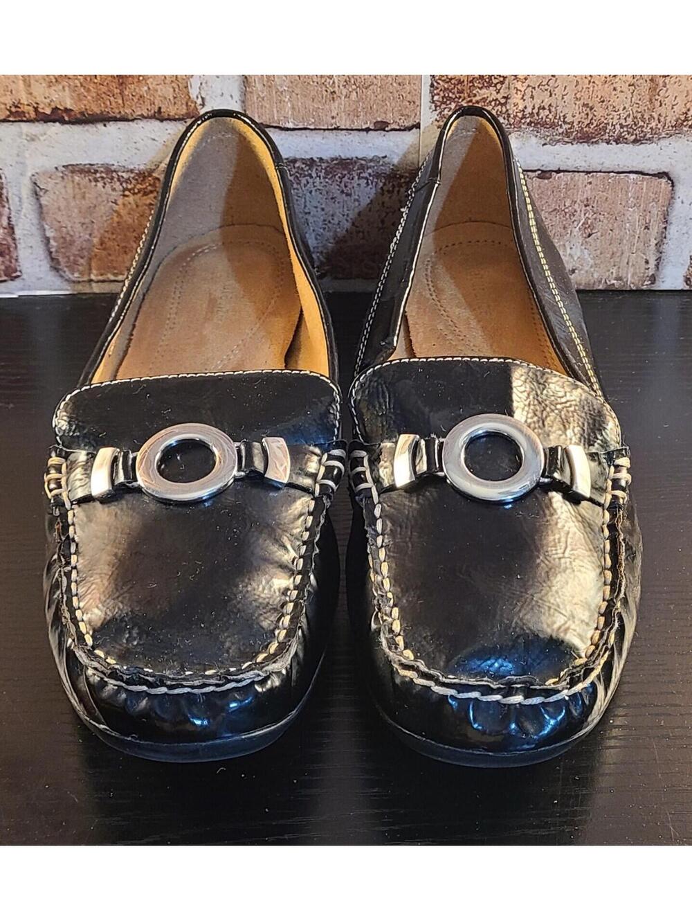 Naturalizer Gabina Patent Leather Loafers Womens Sz 11M Black Slip On Shoes GUC